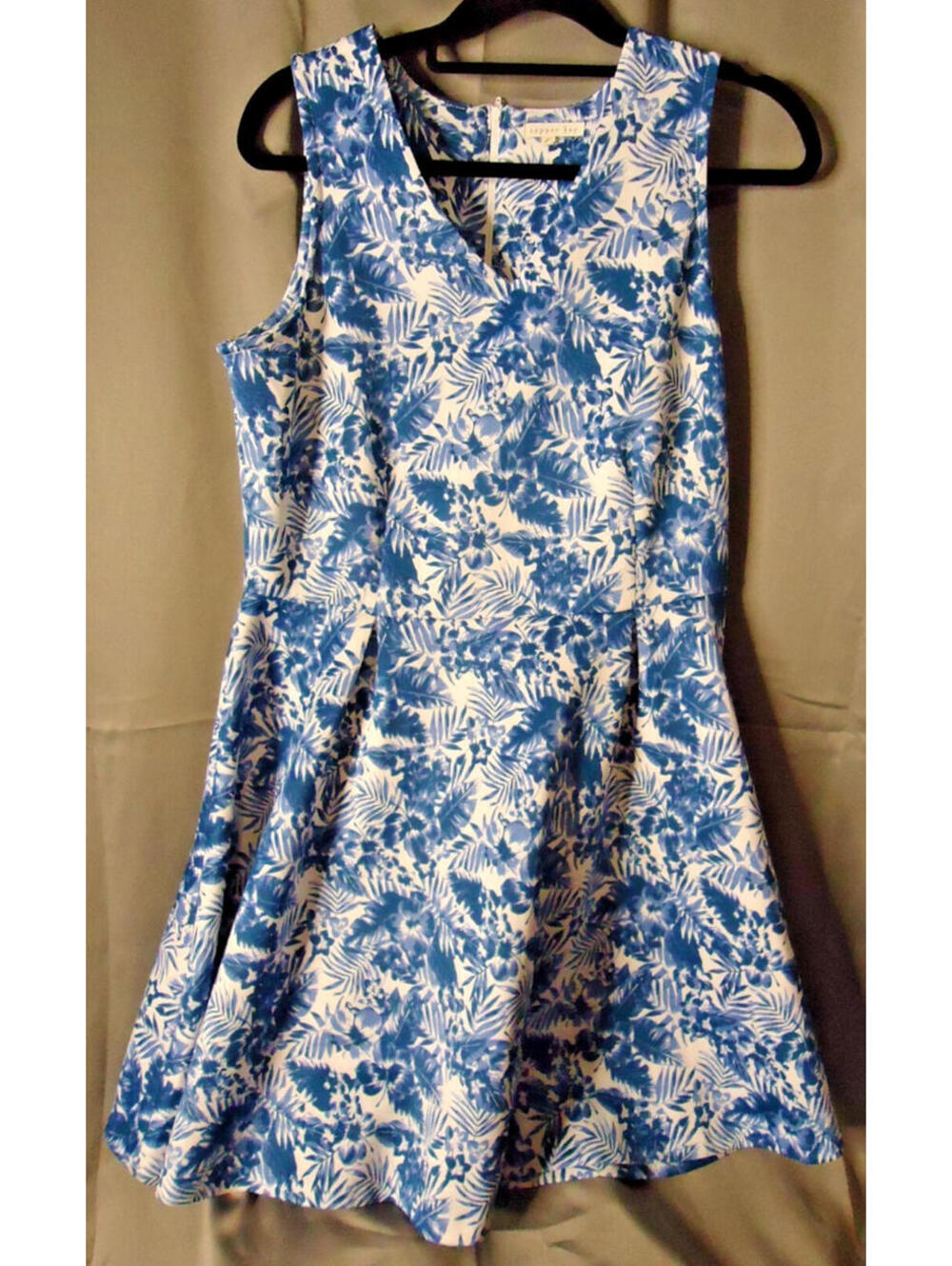 Copper Key Fit And Flare Sleeveless Dress Womens Size XL Blue/ White Floral